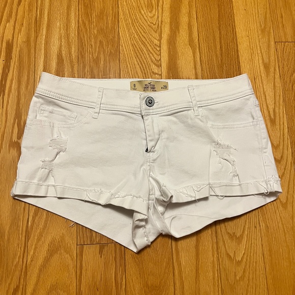 White Distressed Hollister Denim Shorts - Picture 1 of 3